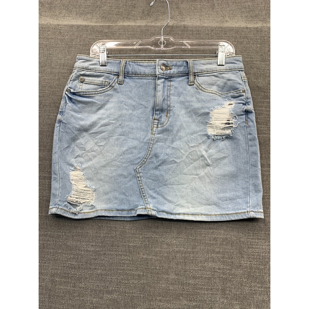 Black Daisy‎ Pencil Jean Skirt Womens 7 Blue Denim Distressed Cotton Stretch
